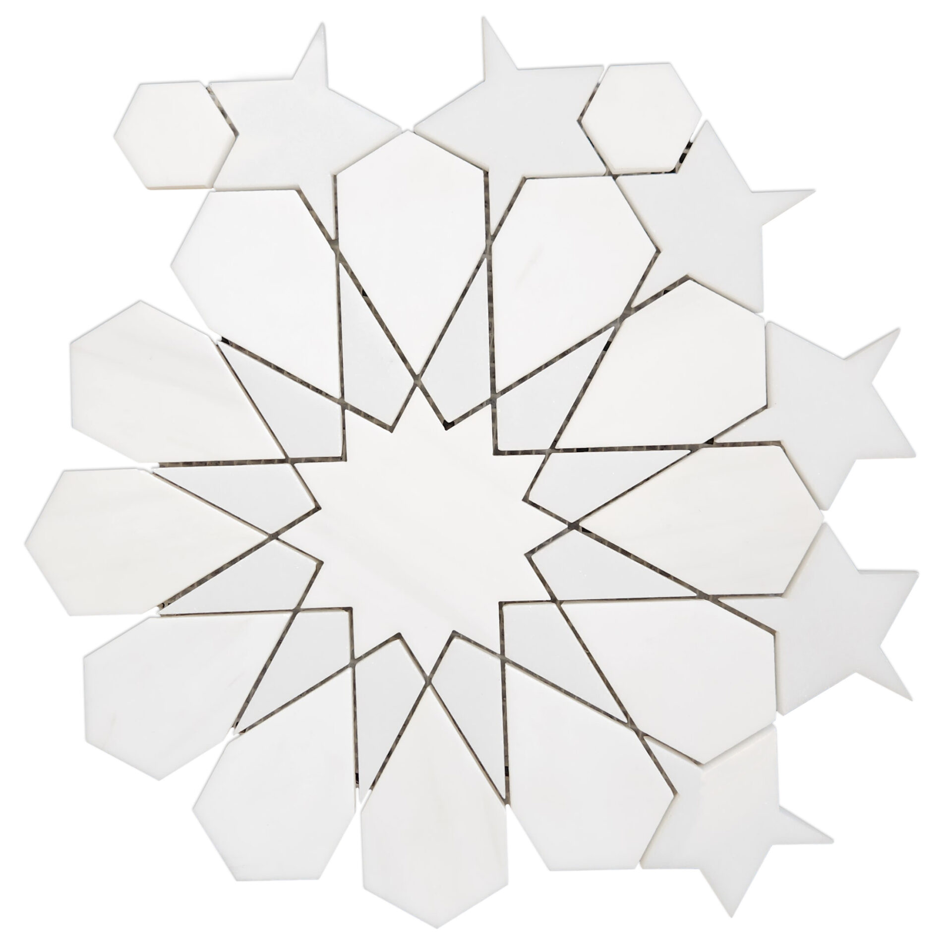 White Silk | Marble - Farah 2 Waterjet Mosaic (WJ7) w/ White