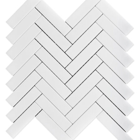 White Silk | Marble - 1x4 in. Herringbone Mosaic | Polished