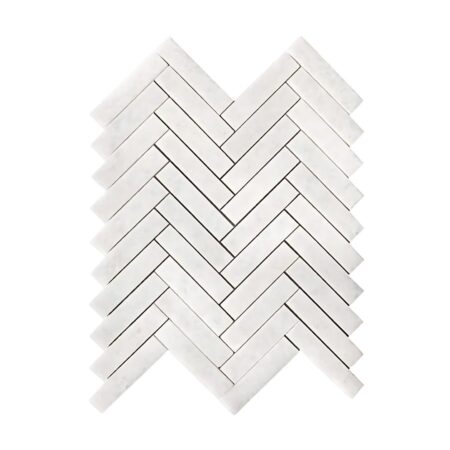 White Crystaline | Marble - 1x4 in. Herringbone Mosaic | Polished