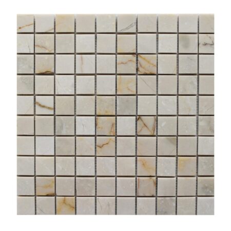 Cream Elegant | Marble – 1.25x1.25 in. Straight Joint Mosaic | Polished
