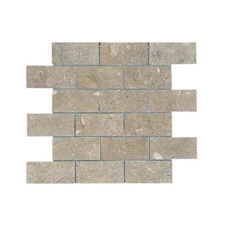 Olive Green | Limestone - 2x4 in. Brick Joint Mosaic | Honed
