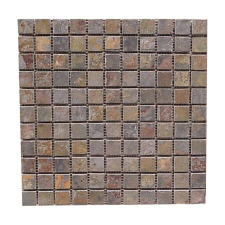 Multicolor Autumn | Slate - 1x1 in. Straight Joint Mosaic | Cleft & Gauged