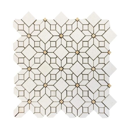 Jerusalem Gold | Jasmine Flower Mosaic w/Crema Lyon | Honed