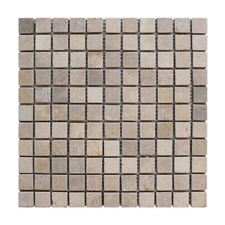 Gold Lagoon | Limestone - 1x1 in. Straight Joint Mosaic | Tumbled