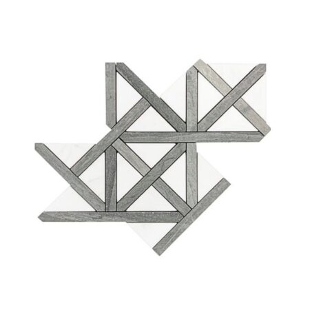 Blue Stratta | Limestone - Woodbridge 1 Mosaic w/White Elegant Select (Dolomite) | Honed