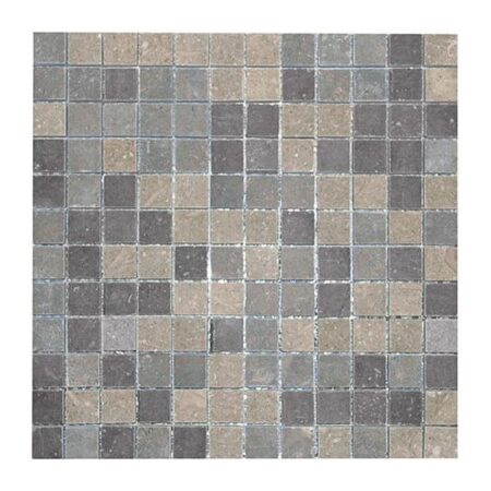 Blue Elegant | Limestone - 1x1 in. Straight Joint Mosaic - w/ Blue Lagoon & Olive Green | Honed