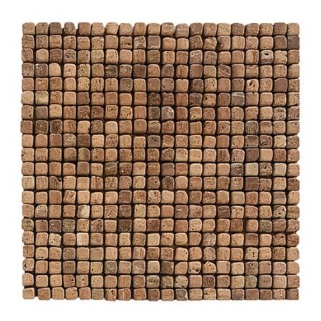 Red Mexican | Travertine - 5/8x5/8 in. Straight Joint Mosaic | Tumbled