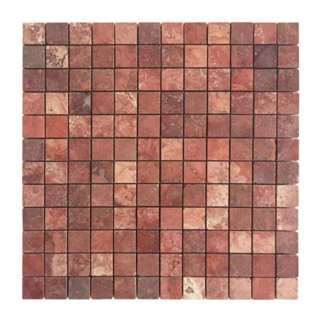 Persian Red | Travertine - 1x1 in. Straight Joint Mosaic | Honed