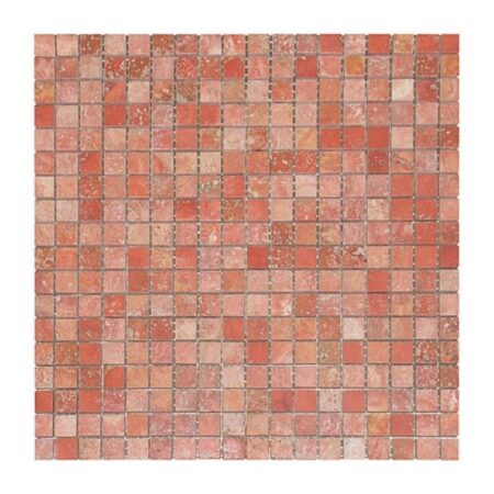 Persian Red | Travertine - 5/8x5/8 in. Straight Joint Mosaic | Polished