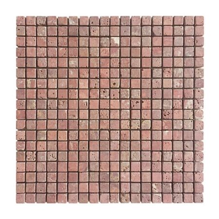 Persian Red | Travertine - 5/8x5/8 in. Straight Joint Mosaic | Tumbled
