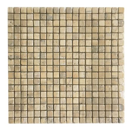 Persian Gold | Travertine - 5/8x5/8 in. Straight Joint Mosaic | Tumbled