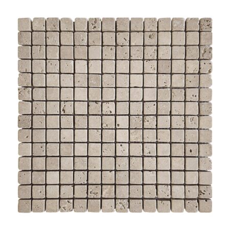 Noce (Walnut) | Travertine - 3/4x3/4 in. Straight Joint Mosaic | Tumbled