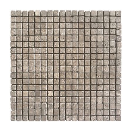 Noce (Walnut) | Travertine - 5/8x5/8 in. Straight Joint Mosaic | Tumbled