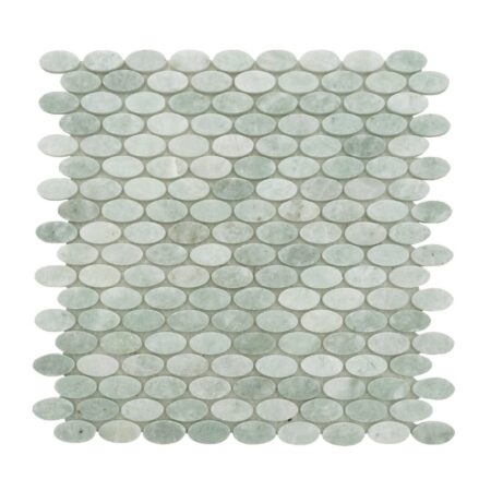 Ming Green | Marble - 5/8x1.25 in. Ovals Mosaic | Polished (3/8" Thick)