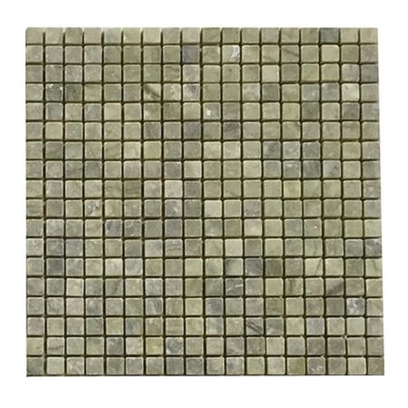 Green Olivine | 5/8x5/8 in. Straight Joint Mosaic | Tumbled