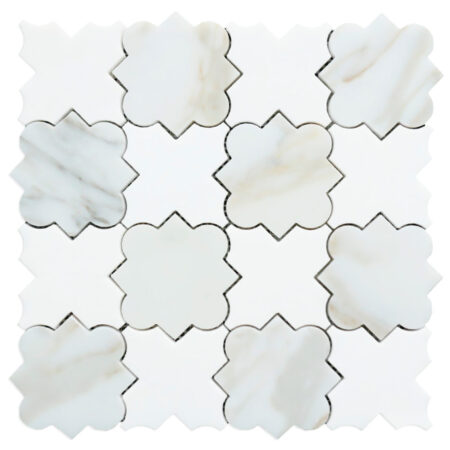 Calacatta | Marble - Salma 3 Mosaic w/ White Thassos | Honed