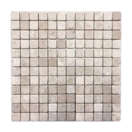 Aztec | Travertine - 1x1 in. Straight Joint Mosaic | Tumbled