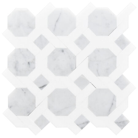 White Carrara (Premium) | Lavita 1 Tight Joint Mosaic w/ White Thassos | Polished