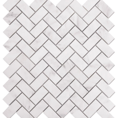 White Statuary | Marble - 1x2 in. Herringbone Mosaic | Polished