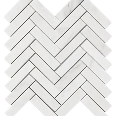 White Statuary | Marble - 1x4 in. Herringbone Mosaic | Honed/Polished