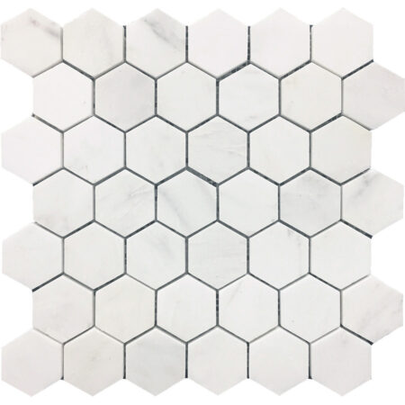 White Statuary | Marble - 2in. Hexagon Mosaic | Honed/Polished