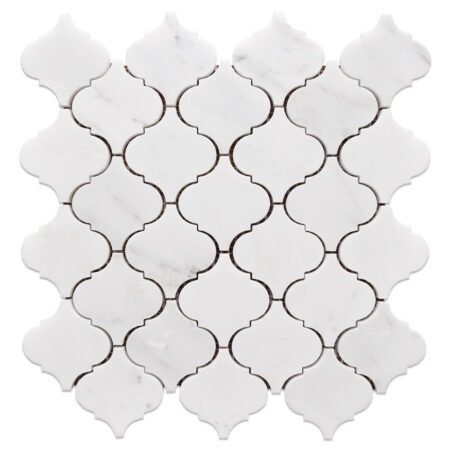 White Statuary | Marble - 3x3 in. Arabesque Pattern Mosaic | Polished