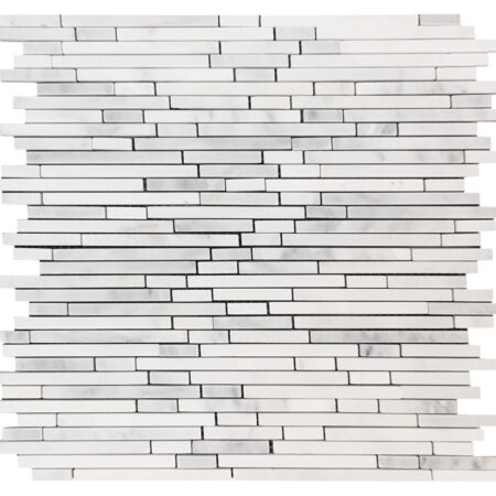 White Statuary | Marble - 1/4in. Mixed Length Rainfall Mosaic | Polished