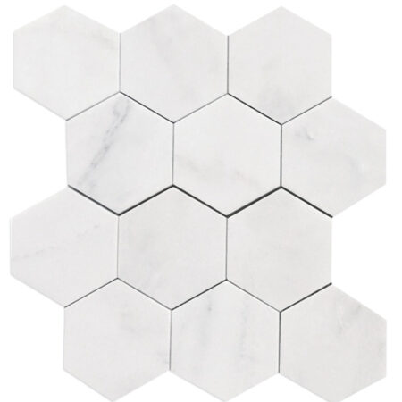 White Statuary | Marble - 4in. Hexagon Mosaic | Honed