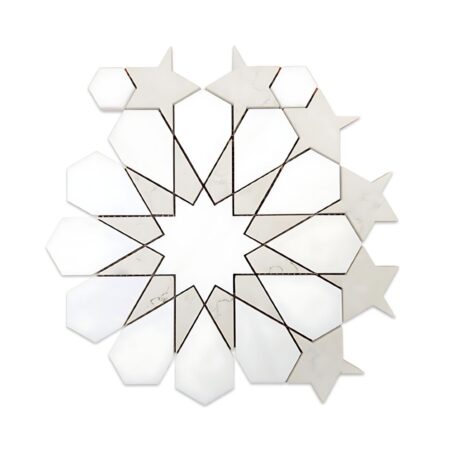 Bianco Perlino | Farah 1 Waterjet Mosaic w/White Elegant Select | Honed