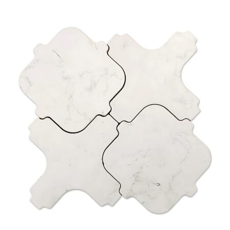 Bianco Perlino | Hasna 2 Waterjet Mosaic | Soft Pillowed Edge