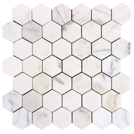 Calacatta |  Marble - 2x2 in. Hexagon Mosaic | Honed