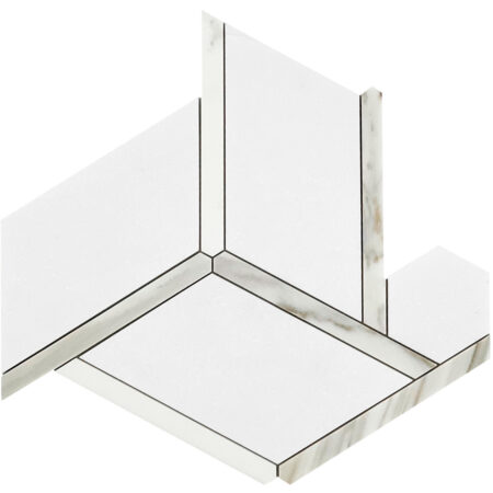 Calacatta | Marble - Lexington 2 Mosaic w/White Thassos | Honed