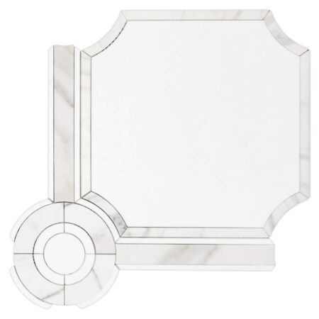 Calacatta |  Marble - Chateau 1 - Waterjet Mosaic w/White Thassos | Honed