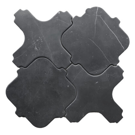 Nero Marquina | Marble - Hasna 3 Waterjet Mosaic - Soft Pillowed Edge (3/8" Thick)