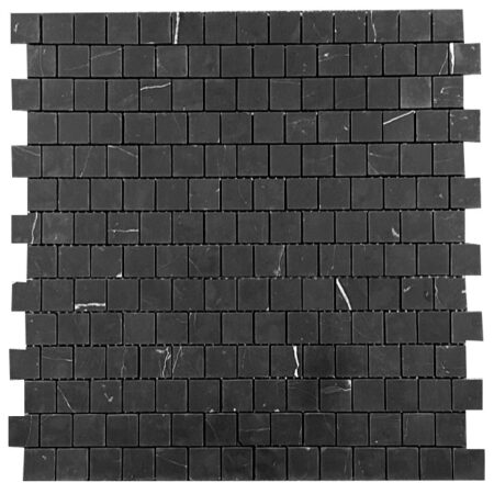 Nero Marquina | Marble - 3/4x3/4 in. Staggered Joint Mosaic | Honed (3/8" Thick)