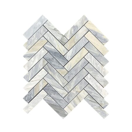 Calacatta Bluette | Marble - 1x4 in. Herringbone Mosaic | Honed