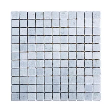 Blue Celeste | Marble - 1x1 in. Straight Joint Mosaic | Tumbled (3/8" Thick)
