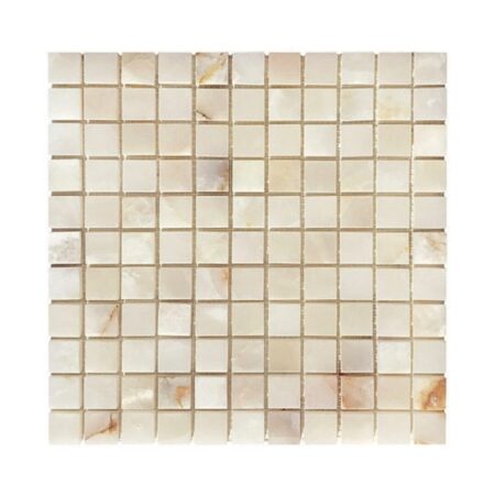 Persian Vanilla Gold | Onyx - 1x1 in. Straight Joint Mosaic | Honed