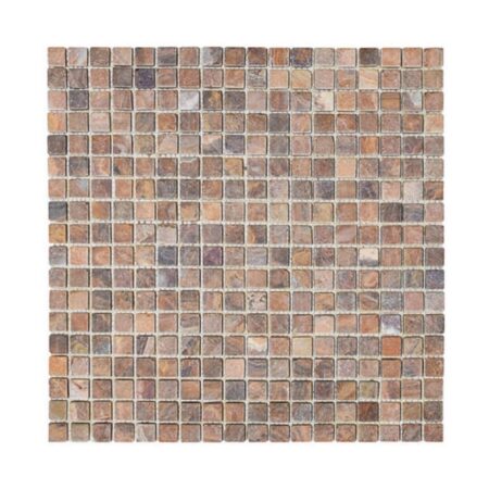 Red & Gold Multicolor | Onyx - 5/8x5/8 Straight Joint Mosaic | Tumbled