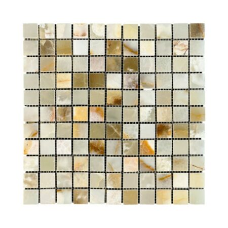 Green Persian Pistachio (Light Multicolor) | Onyx - 1x1 in. Straight Joint Mosaic | Polished