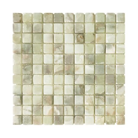 Green Persian Pistachio | Onyx - 1x1 in. Straight Joint Mosaic | Tumbled