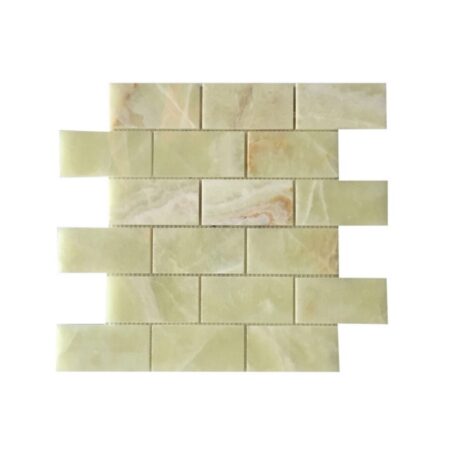 Green Persian Pistachio | Onyx - 2x4 in. Brick Joint Mosaic | Polished