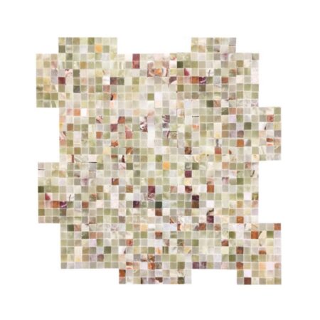 Green Persian Pistachio | Onyx - 3/8x3/8 in. Interlocking Tight Joint Mosaic | Polished