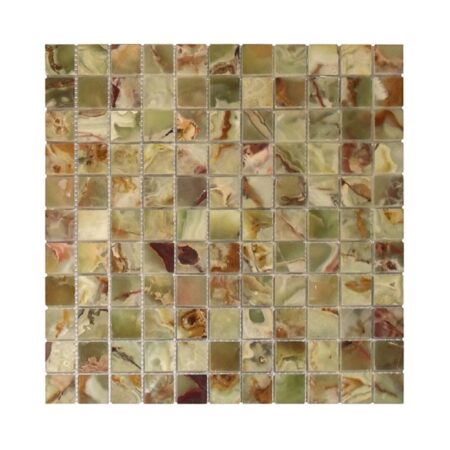 Green Pistachio (Multicolor) | Onyx - 1x1 in. Straight Joint Mosaic | Polished