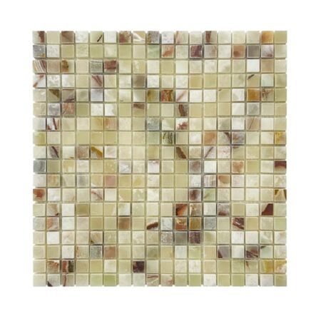 Green Pistachio (Light) | Onyx - 5/8x5/8 in. Straight Joint Mosaic | Polished