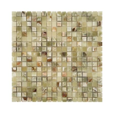 Green Pistachio (Olive) | Onyx - 5/8x5/8 in. Straight Joint Mosaic | Polished