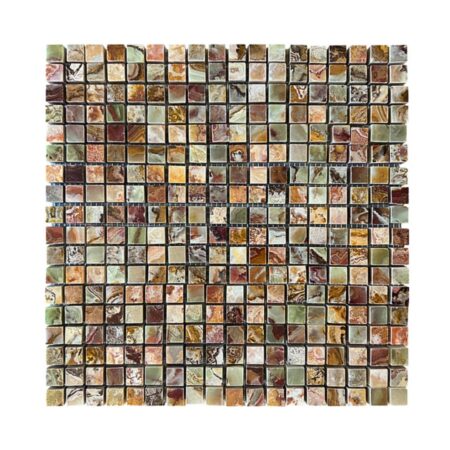 Green Pistachio (Multicolor) | Onyx - 5/8x5/8 in. Straight Joint Mosaic | Polished