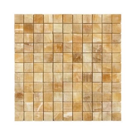 Golden Honey | Onyx - 1x1 in. Straight Joint Mosaic | Polished
