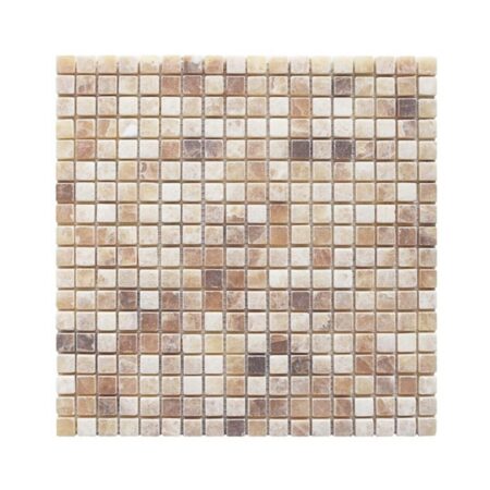 Caramella (Sable/Cappuccino) | Onyx - 5/8x5/8 in. Straight Joint Mosaic | Tumbled