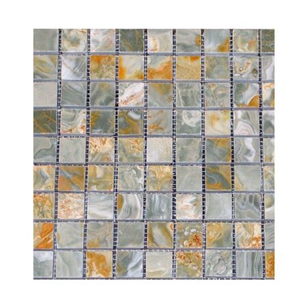 Blue Aqua Gold | Onyx - 1x1 in. Straight Joint Mosaic | Polished